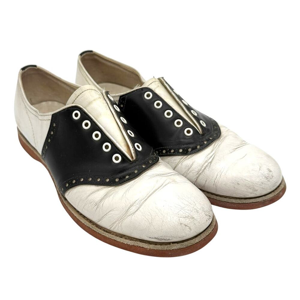 Vintage Jumping Jacks Saddle Shoes Leather Oxford Black White Rockabilly Costume